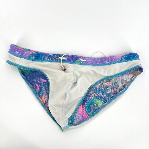 Mercurio Pink and Blue Spin Art Pouch Enhancing Sexy Revealing Bikini‎ Swimsuit - Picture 6 of 8